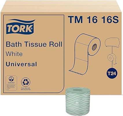 Photo 1 of SCA Tissue North America TM1616S 4 x 3.75 in. Sheet Tork Universal Bath Tissue Roll, 2-Ply, White
