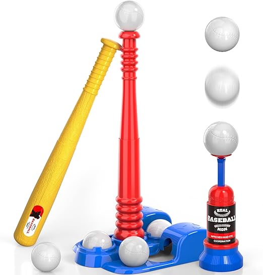 Photo 1 of Bennol T Ball Set Toys for Kids 3-5 5-8, Kids Baseball Tee for Boys Toddlers Includes 6 Balls, Auto Ball Launcher, Outdoor Outside Sports T Ball Set Toys Gifts for 3 4 5 6 Year Old Boys Kids Toddlers 