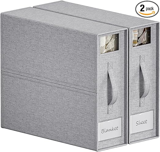 Photo 1 of RUseeN Sheet Organizers and Storage, Foldable Sheet Organizer for Linen Closet, Linen Closet Organizer for Bedding Clothes Blankets (2 Pack) Gray 2 PACK