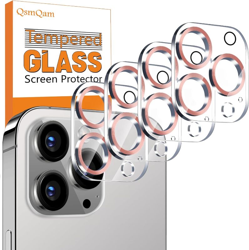 Photo 1 of 3 pack 4 Pack Camera Lens Protector for iPhone 15 Pro Max 6.7" / iPhone 15 Pro 6.1", Tempered Glass Camera Cover, HD Clear, Anti-Scratch, Strong Adhesion [Does not Affect Night Shots] - Silver
