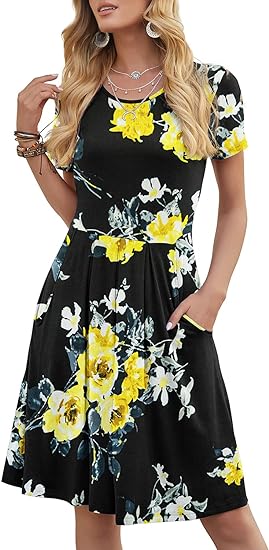 Photo 1 of DouBCQ Women's Casual Flowy Pleated Loose Dresses with Pockets 2 xl 
