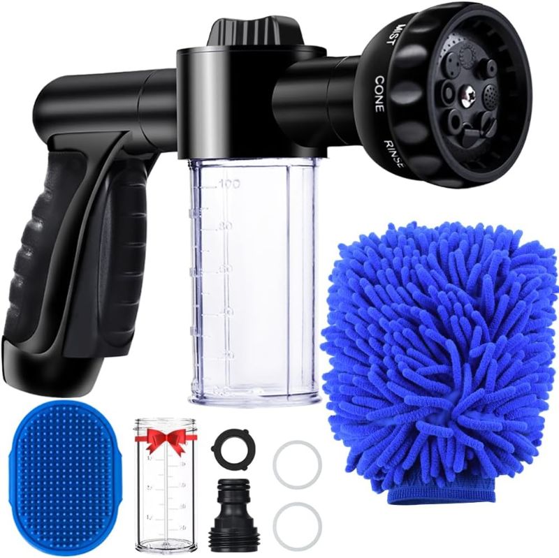 Photo 1 of Garden Hose Nozzle, High Pressure Hose Spray Nozzle 8 Way Spray Pattern One-Touch Sprayer for Watering Plants, Lawn, Patio, Car Wash, Cleaning?Showering Pet
