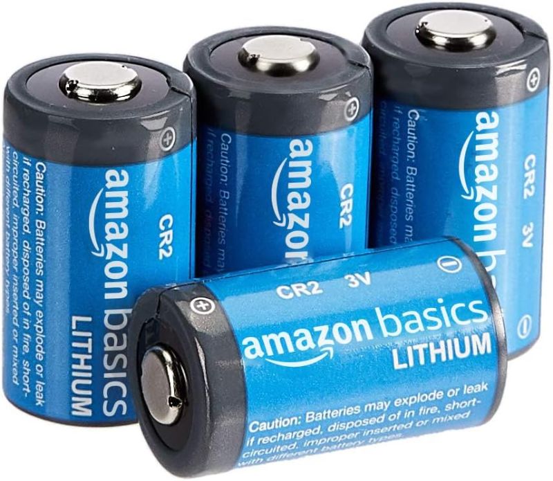 Photo 1 of Amazon Basics CR2 Lithium Batteries, 3 Volt, Long Lasting Power, Low Self-Discharge Rate Pack of 4 4 Count (Pack of 1)