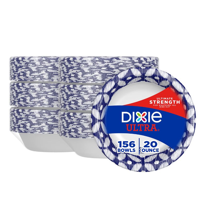 Photo 1 of Dixie Ultra Disposable Paper Bowls, 20oz, Dinner or Lunch Size Printed Disposable Bowls, Packaging and Design May Vary, 26 Count (Pack of 6)