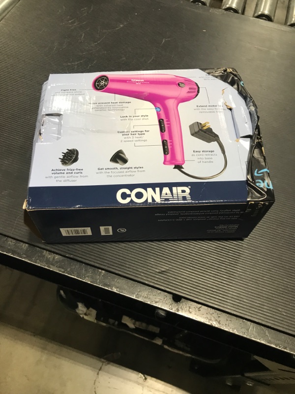 Photo 2 of Conair Hair Dryer with Retractable Cord, 1875W Cord-Keeper Blow Dryer Pink