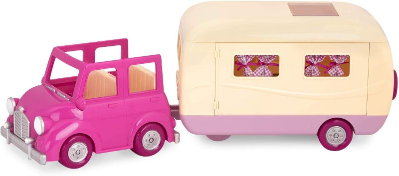 Photo 1 of Li’l Woodzeez – Happy Camper Pink with Detachable Toy Vehicle –38 Pcs Dollhouse Playset Including Furnitures, Play Food & Kitchen Accessories for Kids Age 3+
