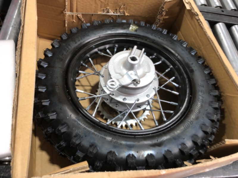 Photo 2 of 10" Rear Wheel Rim Tire Assembly 12mm Bearing for 50cc 70cc 90cc 110cc Dirt Pit Pro Trail Bike CRF50 DRZ70 PW50 BBR50 TTR50 DRZ50 SSR 2.50-10 1.4x10 for Rear Drum Brake