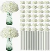 Photo 1 of Unittype Silk Hydrangea Artificial Flowers Heads with Stems Full Hydrangea Flowers for Wedding Centerpieces Bouquets DIY Floral Decorations for Home Indoor (White,300 Pieces) White 300