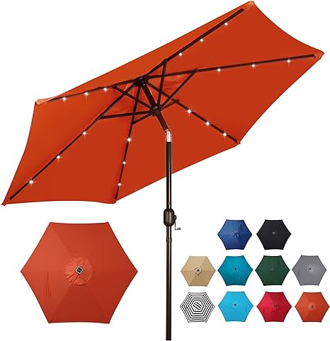 Photo 1 of Blissun 7.5 ft Solar Umbrella, 18 LED Lighted Patio Umbrella, Table Market Umbrella 