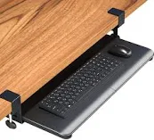 Photo 1 of BONTEC Keyboard Tray Under Desk, Pull Out Keyboard & Mouse Tray with C-clamp, 25.6 Excluding Clamps (30 Including Clamps) x 11.8 Inch Steady Slide-Out Computer Drawer for Typing, Black
