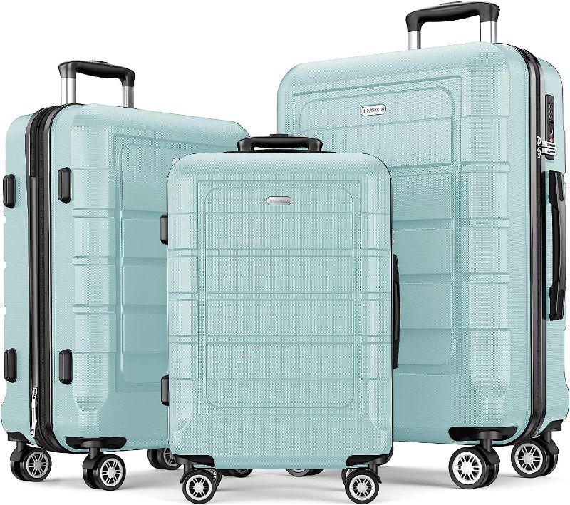 Photo 1 of SHOWKOO Luggage Sets Expandable PC+ABS Durable Suitcase Double Wheels TSA Lock Mint Green 