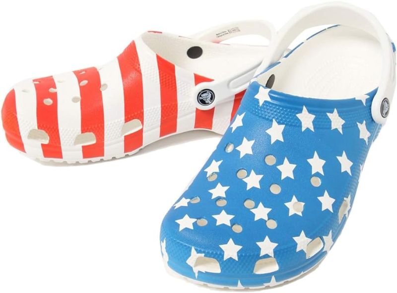 Photo 1 of Crocs Unisex-Child Classic American Flag Clogs, 4th of July Shoes- size 5M/7W
