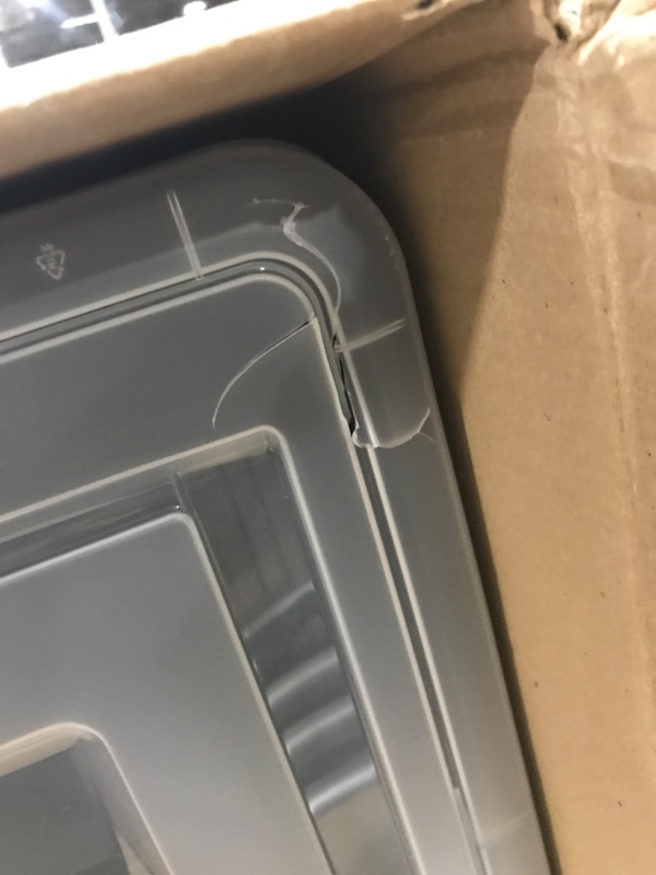 Photo 1 of IRIS USA Letter/Legal File Tote Box, 4 Pack, BPA-Free Plastic Storage Bin Tote Organizer with Durable and Secure Latching Lid, Stackable and Nestable, Black/Clear 4-Pk Black