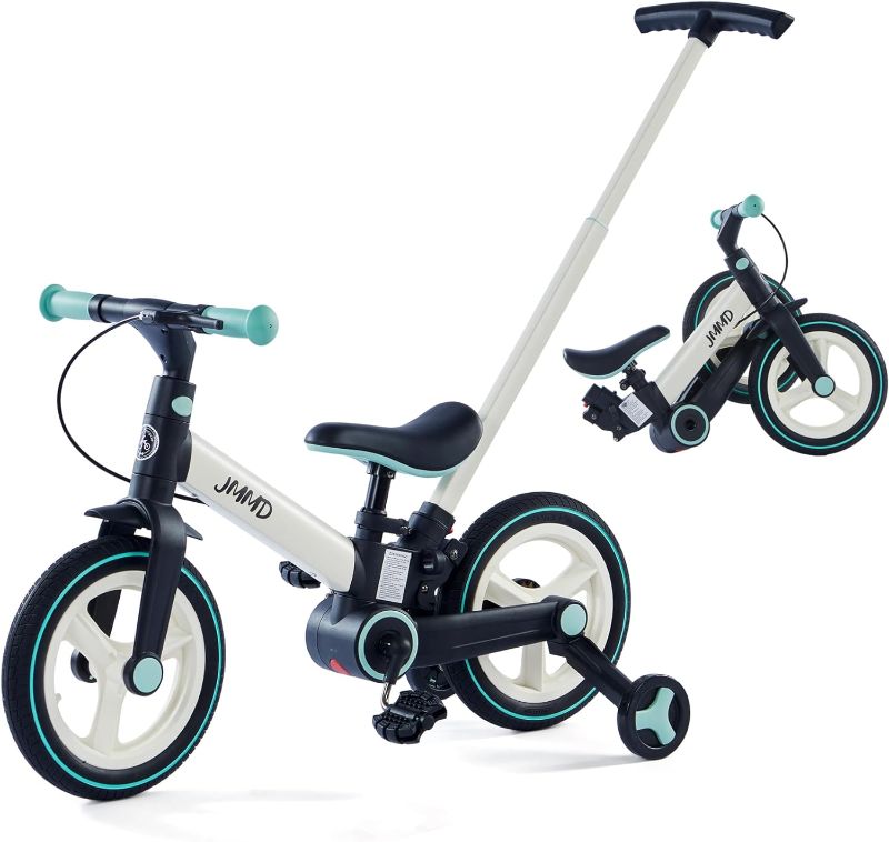 Photo 1 of Toddler Bike with Push Handle for Kids 18 Months-5 Years, 6 in 1 Push Bike with Training Wheels & Pedals, Balance Bike for Boys and Girls with Brakes & Kickstand
