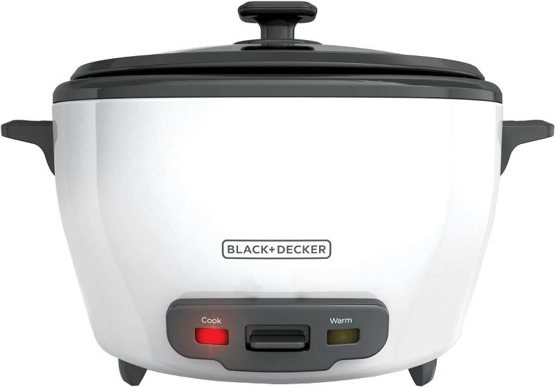 Photo 1 of BLACK+DECKER 6-Cup Rice Cooker, RC506, 3-cup Uncooked Rice, Steaming Basket, Removable Non-Stick Bowl, One Touch