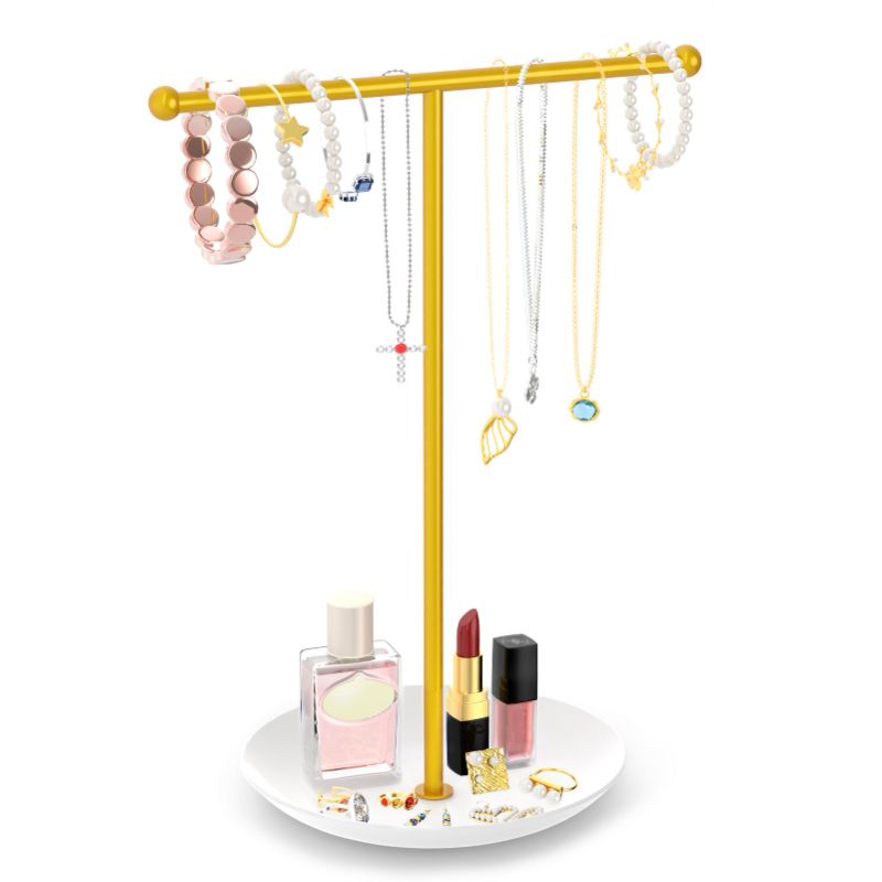 Photo 1 of Jewelry Holder Organizer Jewelry Display Stand, Metal Necklace Holder Jewelry Hanger Tower Rack for Rings Bracelets, Jewlery Display and Storage for Women Girls, Gold