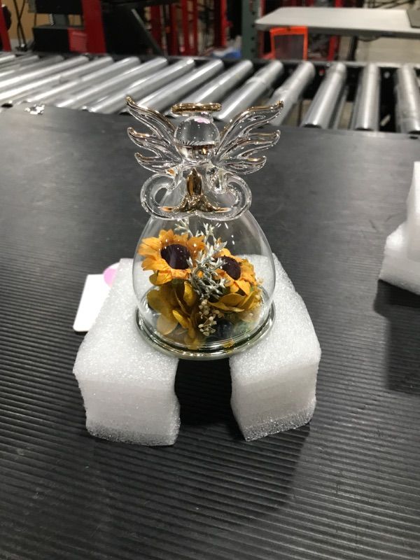 Photo 2 of Angel Figurines Gifts for Women Preserved Flower Gifts in Glass Angel Gifts for Women from Daughter/Son for Christmas, Birthday and Mother's Day, Valentine's Day, Anniversary for Wife