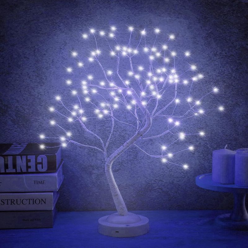 Photo 1 of 20'' LED Birch Tree Light,108L Bonsai Tree Lamp,Fairy Light Tree with 8 Modes & 6 Hrs Timer,Artificial Tree with Lights USB & Battery Operated,Lighted Tree Indoor for Room Decoration(White Glow) Glow

