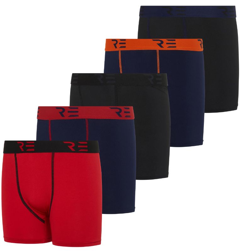 Photo 1 of Real Essentials 5 Pack: Youth Boys' Compression Shorts - Performance Boxer Briefs Athletic Spandex Underwear(4-20) Medium Set 6