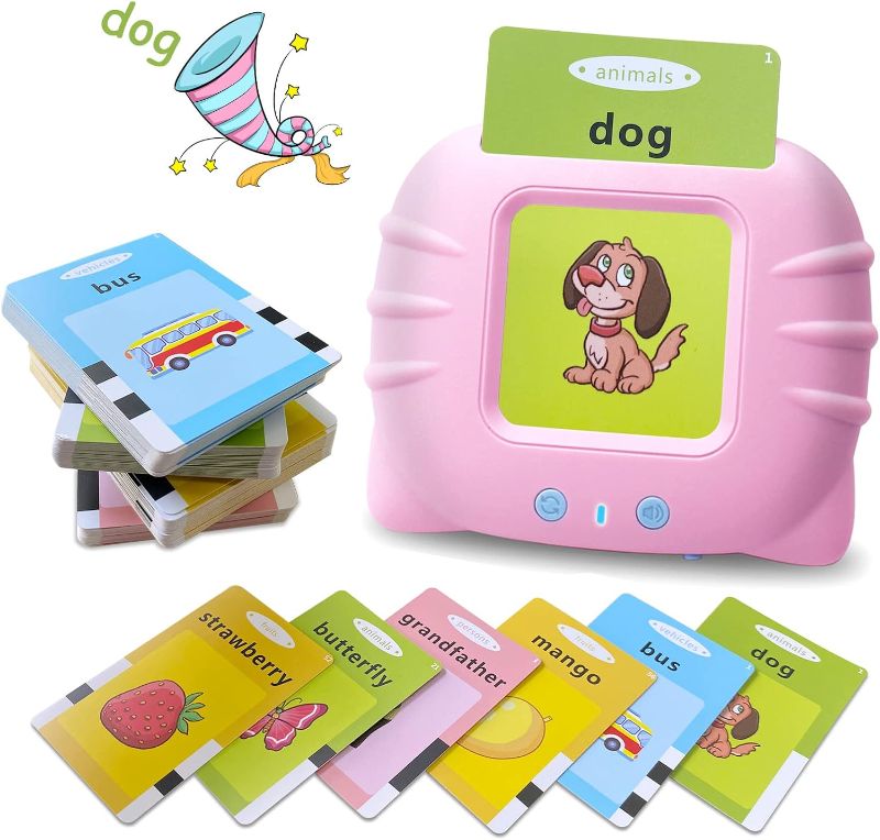 Photo 1 of Talking Flash Cards Educational Toys - Talking Flashcards Learning Toys for Toddlers - Montessori Toys Flash Cards for Age 2 3 4 5 6-Pink
