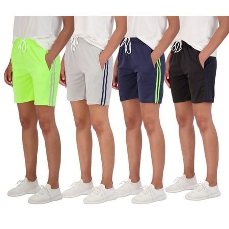 Photo 1 of 4-Pack: Women S 7 Mesh Quick-Dry Bermuda Active Athletic Long Shorts with Pockets (Available in Plus Size)

