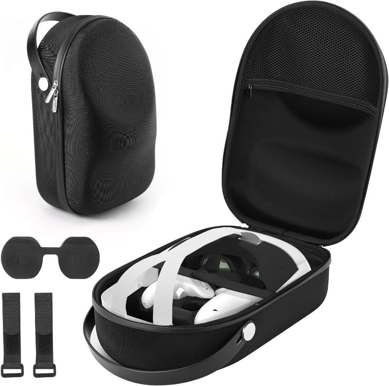 Photo 1 of  Hard Carrying Case Compatible with Quest 3 VR Gaming Headset and Touch Controllers, VR Accessories Suitable for Travel and Home Storage (Black) 