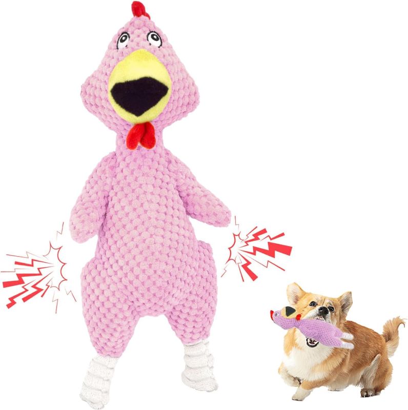 Photo 1 of  Squeak Dog Toys?Plush Dog Toys for Aggressive ChewersDog Toy?Interactive Dog Toys, Durable Training and Entertaining Puppy Teething Chew Toys for Small to Large Dogs(Pink) 