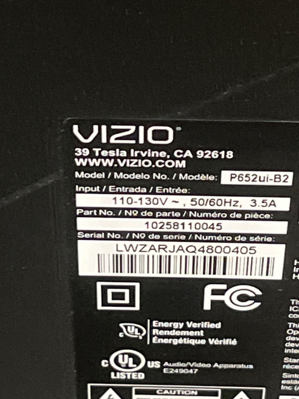 Photo 3 of VIZIO P652ui-B2 65-Inch Class Ultra HD Full-Array LED Smart TV ----****PARTS ONLY****