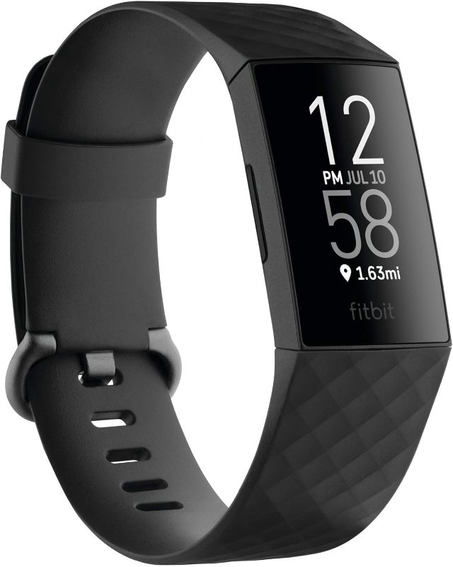 Photo 1 of  Fitbit Charge 4 Fitness and Activity Tracker with Built-in GPS, Heart Rate, Sleep & Swim Tracking, Black/Black, One Size (S &L Bands Included) 