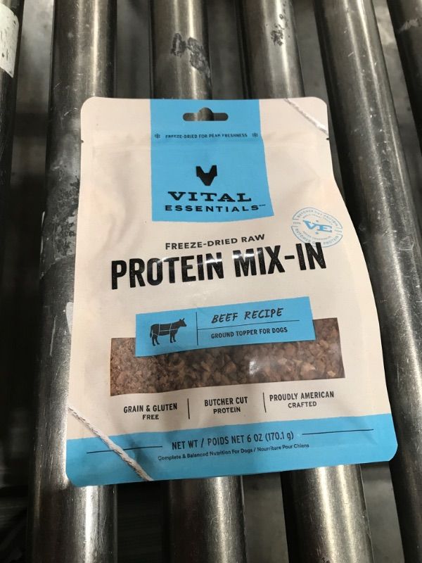 Photo 1 of  Vital Essentials Freeze Dried Raw Protein Mix-in Dog Food Topper, Beef Ground Topper for Dogs, 6 oz BEST BY 10 JUN 2025
