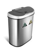 Photo 1 of Ninestars Automatic Touchless Sensor Trash Can/Recycler with D Shape Silver/Black Lid & Stainless Base, 18 Gal