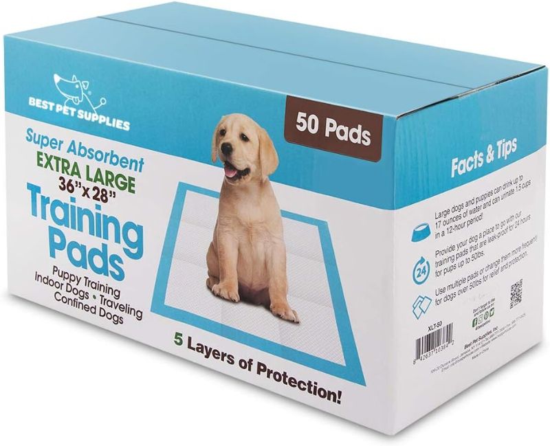 Photo 1 of Best Pet Supplies Disposable Puppy Pads for Whelping Puppies and Training Dogs X-Large Pack of 50, Blue