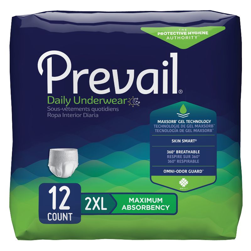 Photo 1 of Adult Absorbent Underwear Prevail Pull on 2X-Large Disposable Heavy Absorbency, 12 pcs/pk
