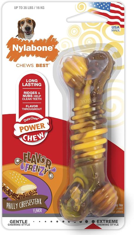 Photo 1 of  Nylabone Flavor Frenzy Power Chew Dog Toy Philly Cheesesteak Medium/Wolf (1 Count) 