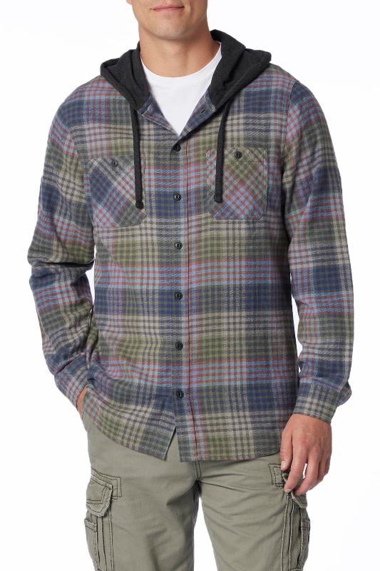 Photo 1 of UNIONBAY Men's Classic Flannel Hoodie SIZE Small, Monocle