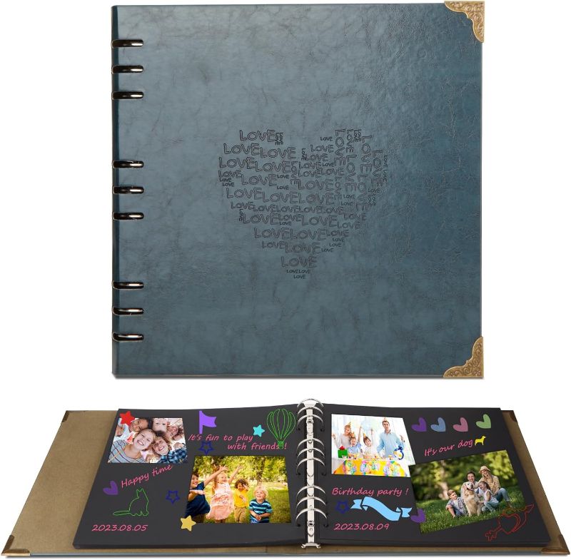 Photo 1 of  Tongsunna Blue Self Adhesive Photo Album, 60 Pages, 10.8 x 10.8 x 10.8 in, Suitable for 3x5 4x6 5x7 6x8 Inch Photos 