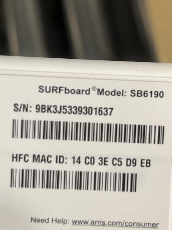 Photo 4 of ARRIS SURFboard SB8200 DOCSIS 3.1 Cable Modem , Approved for Comcast Xfinity, Cox, Charter Spectrum, & more , Two 1 Gbps Ports , 1 Gbps Max Internet Speeds , 4 OFDM Channels
