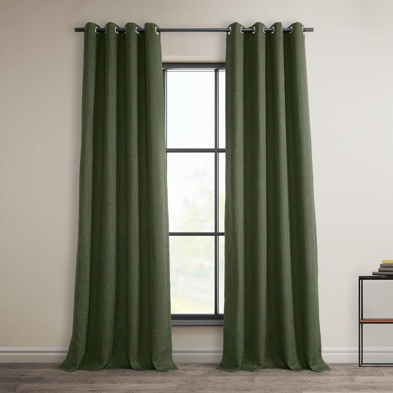 Photo 1 of HPD Half Price Drapes Grommet Linen Curtains 84 Inches Long Room Darkening Curtains for Bedroom & Living Room (1 Panel), 50W x 84L, Tuscany Green
