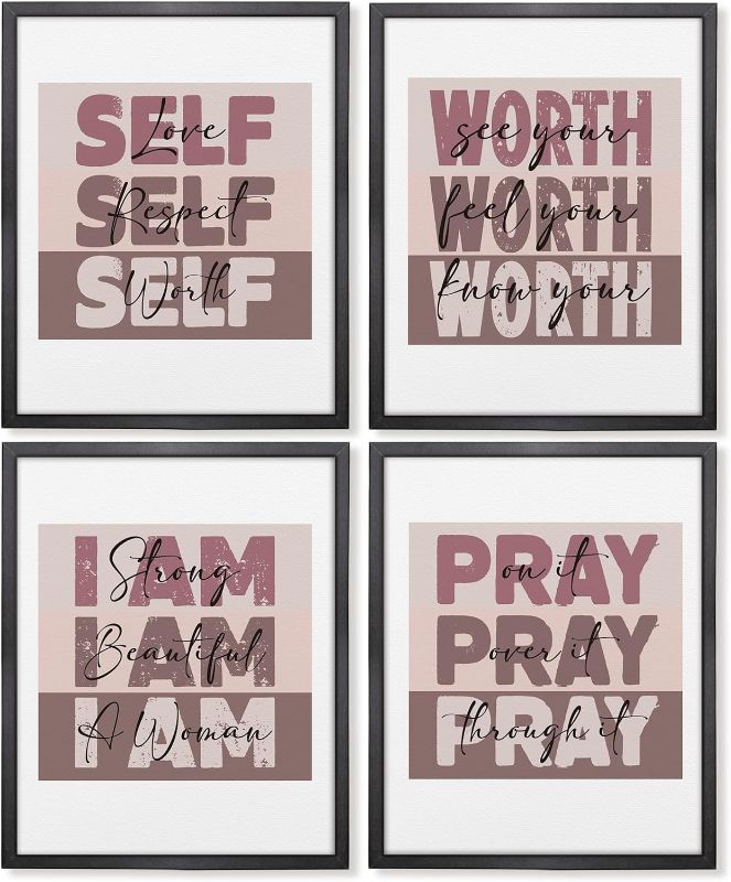 Photo 1 of GOXFOC Inspirational Wall Art Decor, Self Worth Positive Sayings Wall Art Prints Unframed Set of 4, Motivational Affirmative Posters Wall Decor Gifts for Girls Women Room Bedroom 8x10 Inch