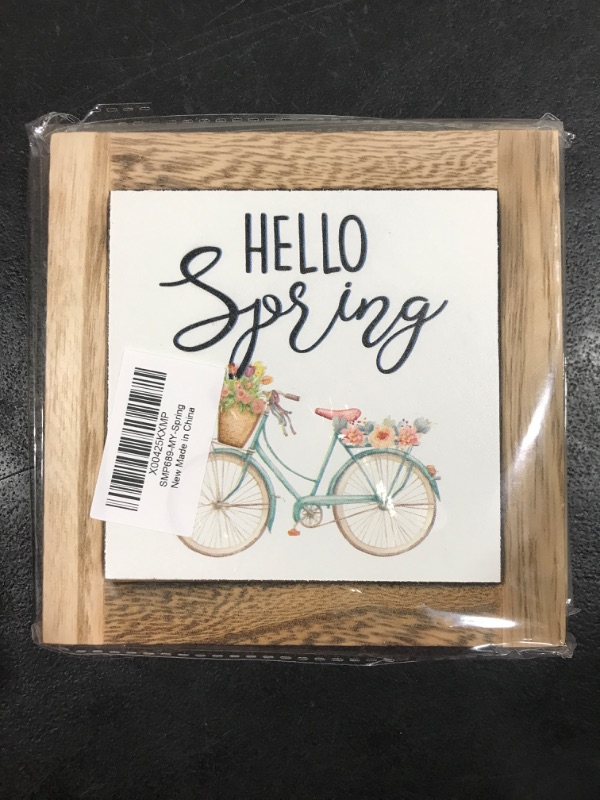 Photo 1 of Spring Wood Sign, Hello Spring Sign, Box Wood Plaques Desk Décor, Welcome Sign, Spring Flower Truck Sign, Front Door Decor for Shelf, Spring Signs for Farmhouse Home Dining Room Garden Decor