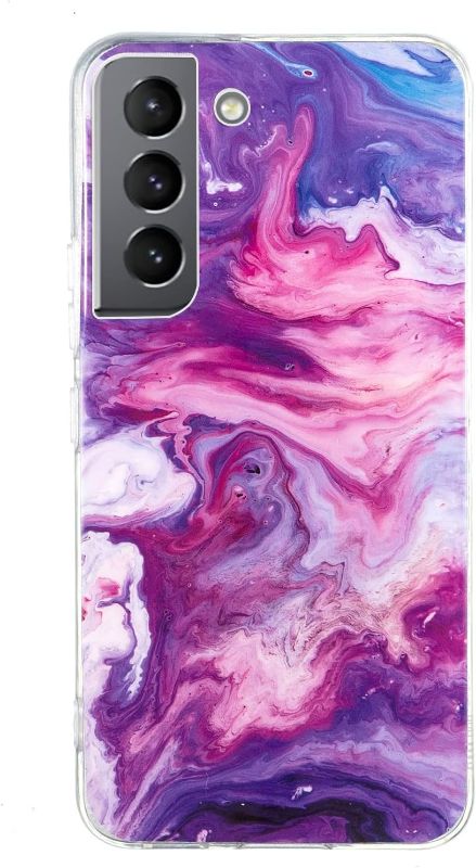 Photo 1 of SUPWALL Designed for Samsung Galaxy S22 5G Case Marble for Women Girls Drop Proof Anti-Yellow IMD Glitter Protective Phone Case - Purple 