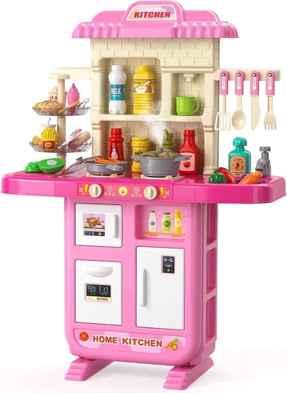 Photo 1 of TEMI Pretend Food Kitchen Toys for Kids Ages 4-8, Kitchen Set for Toddlers 1-3, Play Kitchen Accessories w/Real Sounds Light, for Boys, Girls