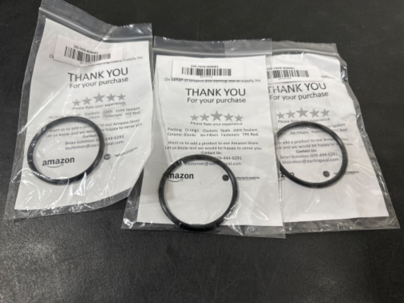 Photo 2 of 335 Buna/Nitrile O-Ring, 70A Durometer, Black, 2-3/4" ID, 3-1/8" OD, 3/16" Width (Pack of 3)