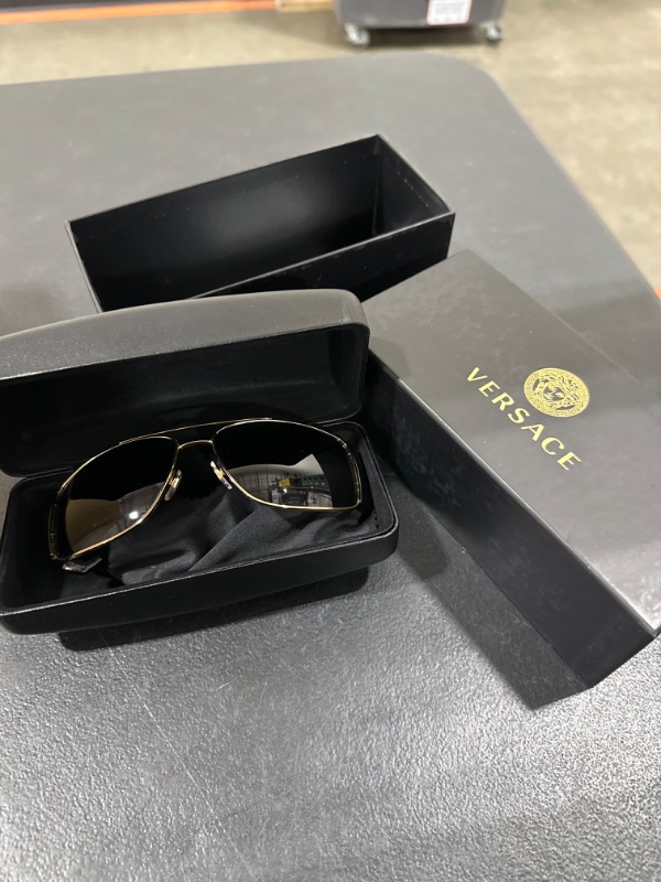 Photo 2 of Versace Men's Ve2163 Rectangular Sunglasses Gold 63 Millimeters