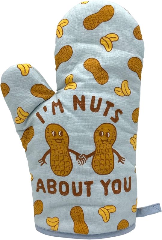 Photo 1 of Im Nuts About You Funny Obsessed Peanuts Saying Novelty Kitchen Utensils Funny Graphic Kitchenwear Sarcastic Funny Food Novelty Cookware Nuts About Oven Mitt