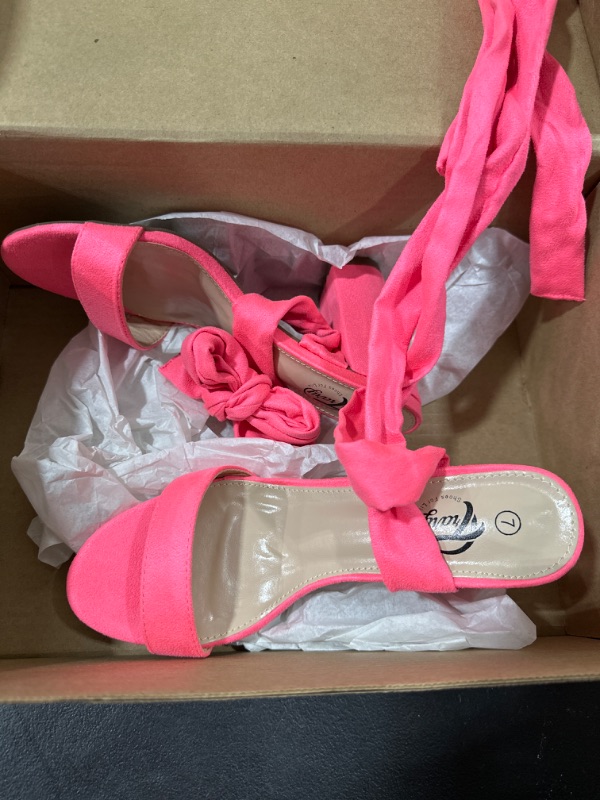 Photo 1 of WOMENS HEELS. SIZE 7 BRIGHT PINK WRAP AROUND ANKLE