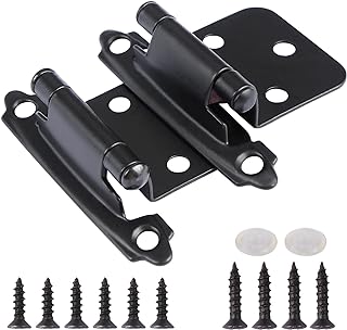 Photo 1 of 50 Pack Black Cabinet Hinges 1/2" Overlay Black Hinges for Cabinets Doors Slow Closing Cabinet Hinge Hardware Self-Closing Kitchen Cabinet Hinges RV Semi-Concealed Cupboard Hinges with Door Bumpers