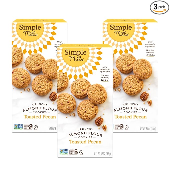 Photo 1 of Simple Mills Almond Flour Crunchy Cookies, Toasted Pecan - Gluten Free, Vegan, Healthy Snacks, Made with Organic Coconut Oil, 5.5 Ounce (Pack of 3)