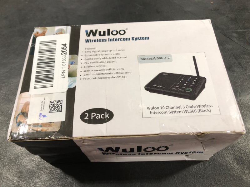 Photo 1 of Wuloo Intercoms Wireless for Home 1 Mile (5280 Feet) Range 10 - Channel, Wireless Home Intercom System for House Business Office, Room to Room Intercom, Home Communication System (2 Packs, Black)