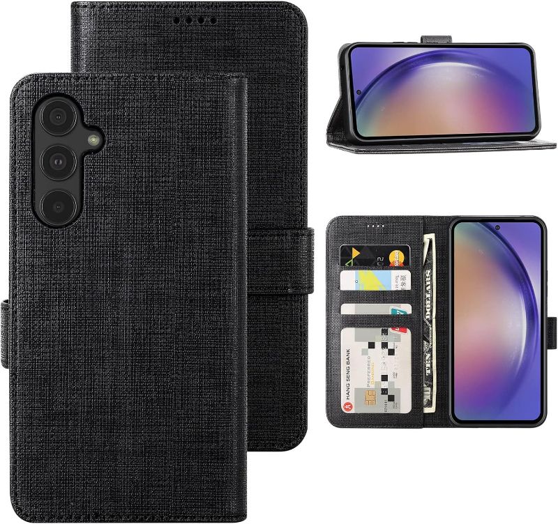 Photo 1 of Samsung Galaxy A54 5G Wallet Case, PU Leather Flip Folio with [Shockproof TPU Inner Case], Kickstand Card Slots Ultra Slim Strong Magnetic Closure Cover for Galaxy A54 5G 2023 (Black) 